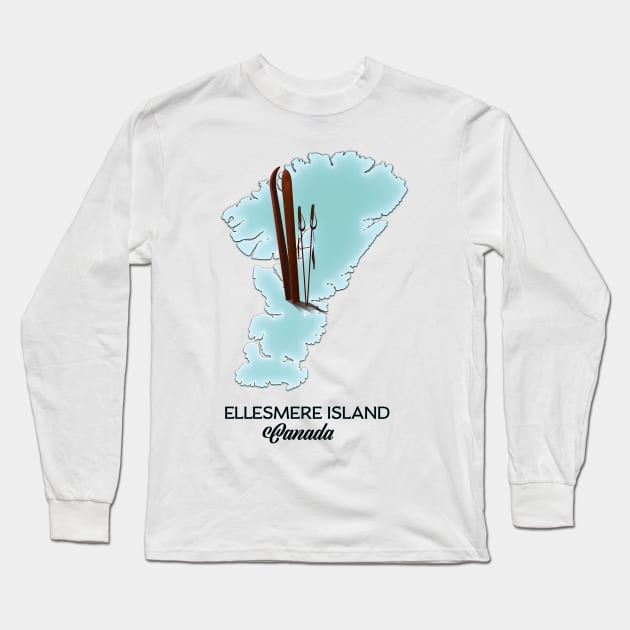 Ellesmere island Canada map Long Sleeve T-Shirt by nickemporium1